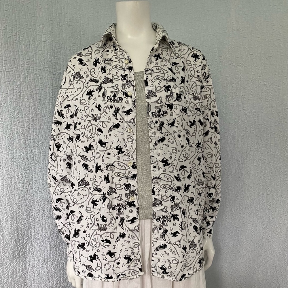 Vintage Guess Cowboy Rodeo Cowgirl Button Down Shirt Western Made USA